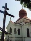 Wodawska cerkiew - widok z krzyem prawosawnym